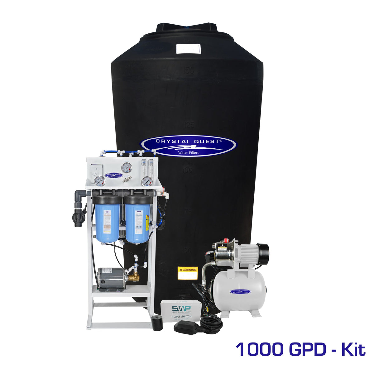 Crystal Quest 1000 GPD Whole House Reverse Osmosis System with 165 Gallon Storage Tank Kit