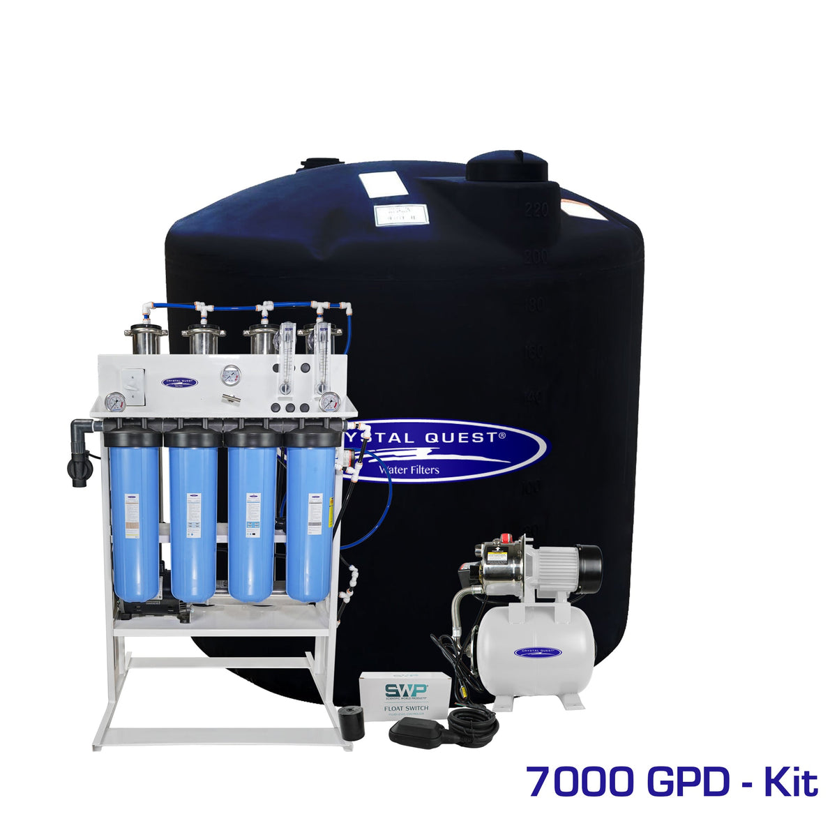 Crystal Quest 7000 GPD Whole House Reverse Osmosis System with 220 Gallon Storage Tank Kit