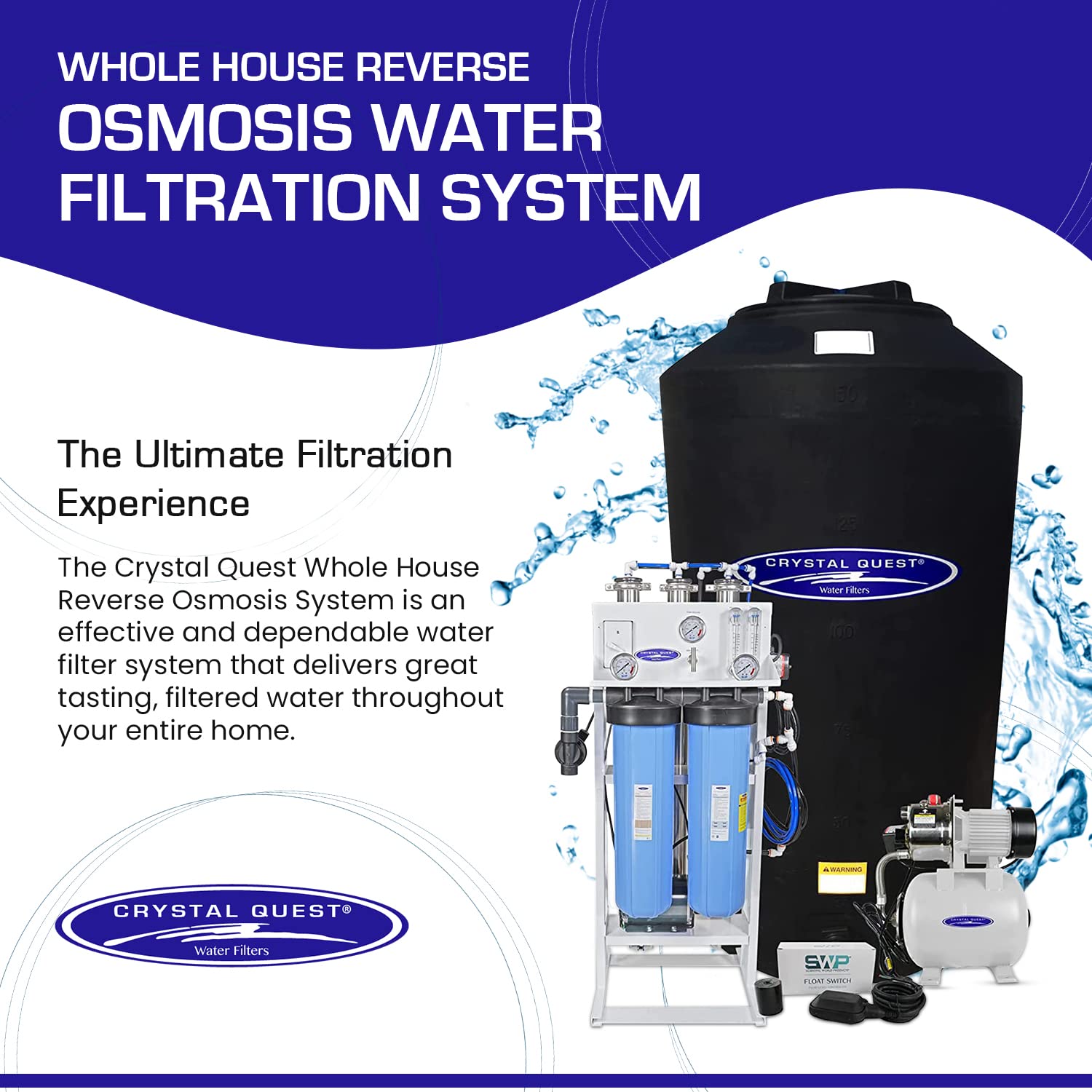 Crystal Quest Crystal Quest 5,000 GPD Whole House RO System + 220 Gal Stor - component close-up
