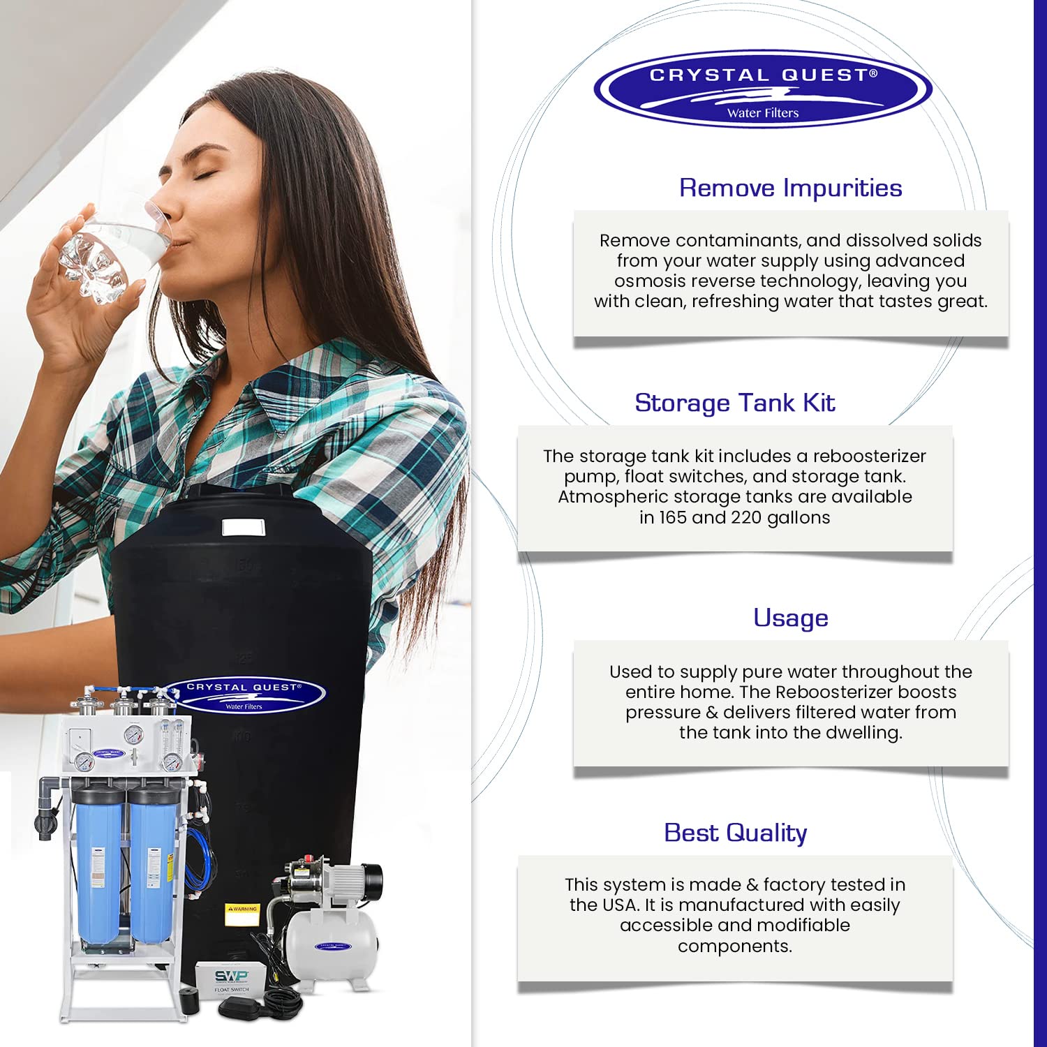Crystal Quest Crystal Quest 5,000 GPD Whole House RO System + 220 Gal Stor - filter media