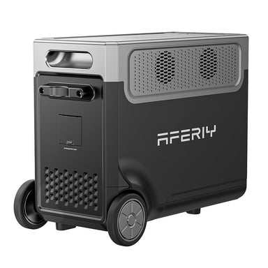 Aferiy P310-B expansion battery angled view showing ports and connectors