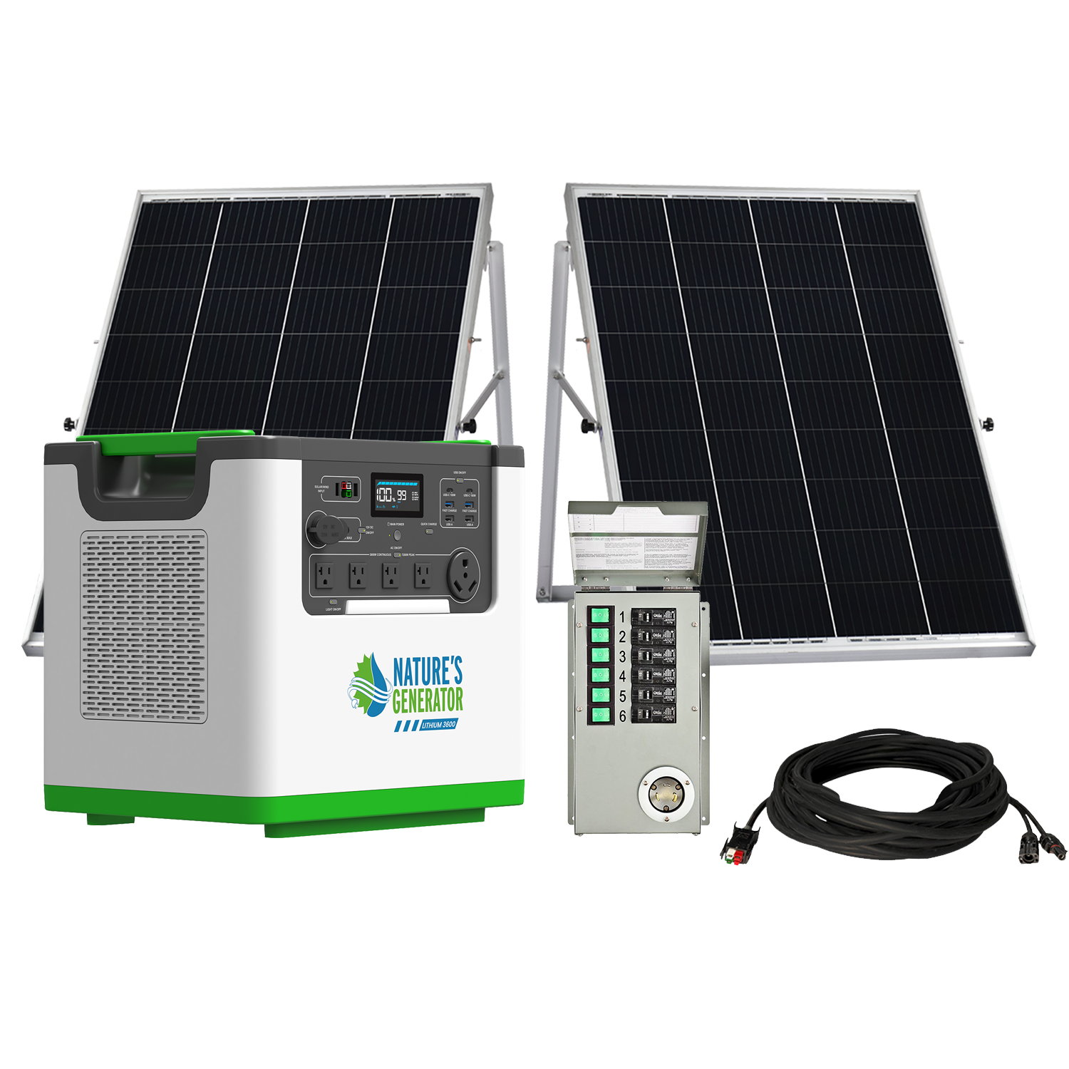 Nature's Generator Lithium 3600 Solar Generator + Transfer Switch product image