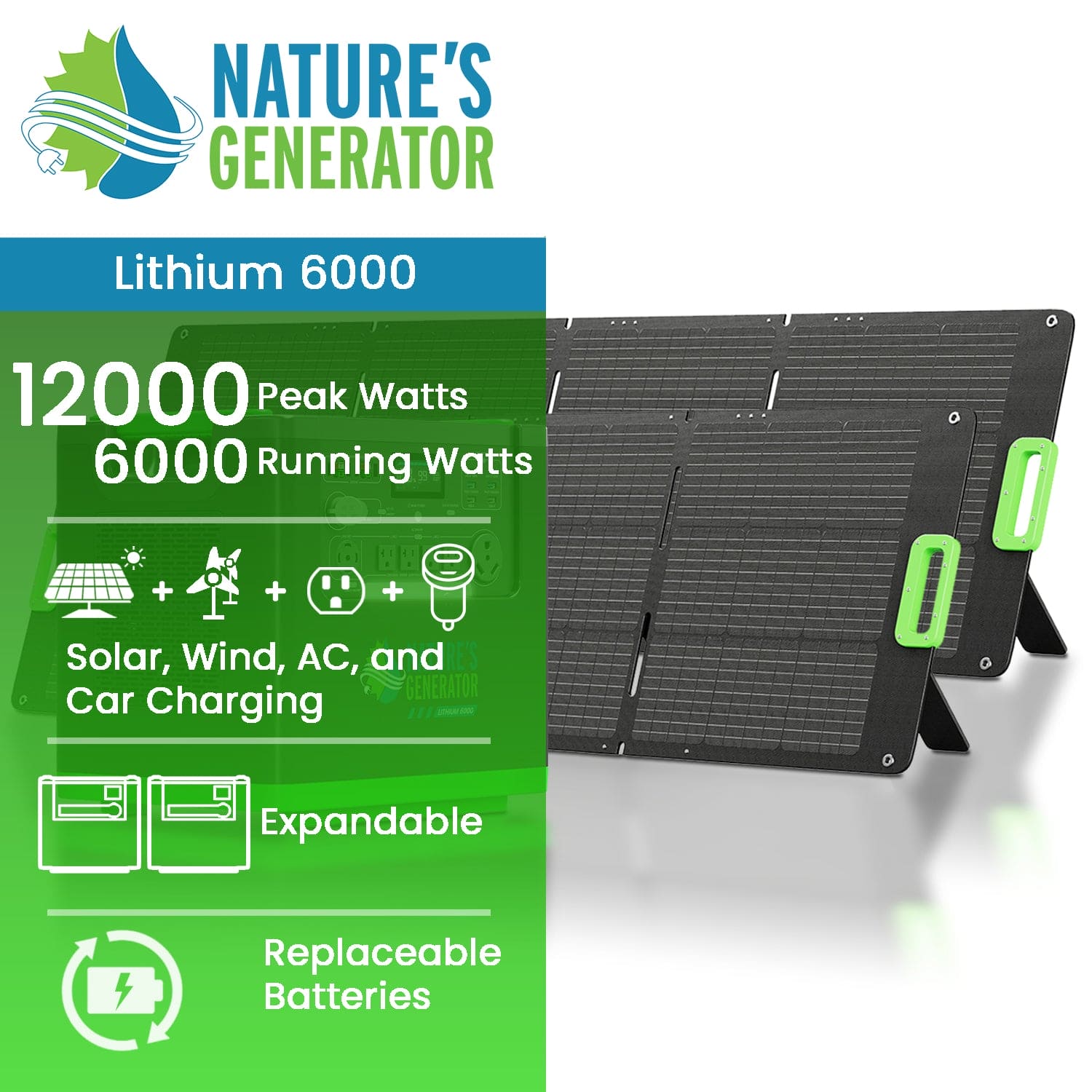 Nature's Generator Lithium 6000 Solar Generator | 6000W Solar Backup product image