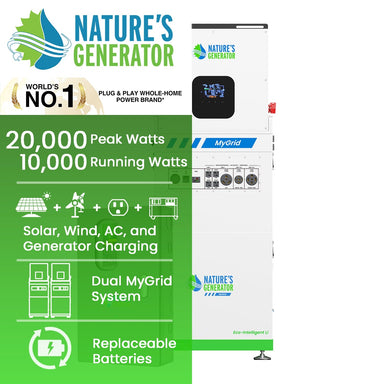 Nature's Generator MyGrid 10K + Transfer Switch | Home Battery Backup product image
