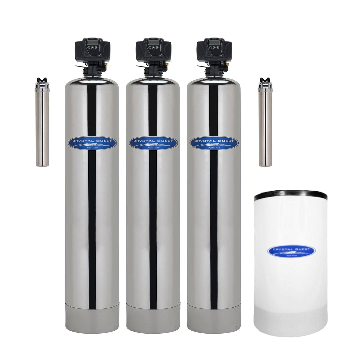 Crystal Quest Nitrate Whole House Water Filter with SMART Filter and Water Softener Stainless Steel Tank 1.5 Cu Ft